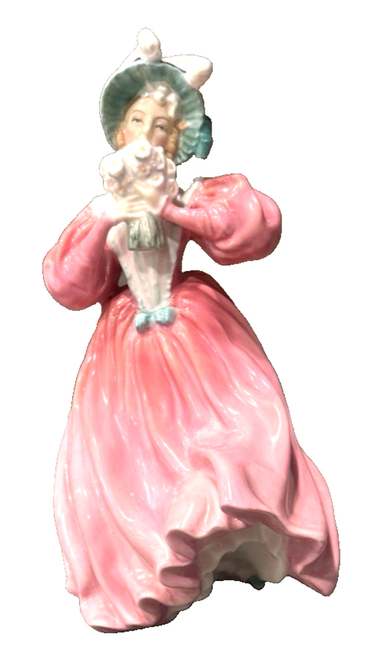 Vintage Royal Doulton Marguerite HN 1928 Figurine 1940s Retired Pink Dress